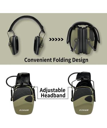 ZOHAN EM054 Electronic Shooting Ear Protection - Army Green Earmuffs - Buy Online on SooperMarket.com