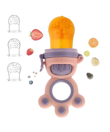 Baok Baby Fruit Schnuller Feeder |Food-like silicone baby fruit dispenser with 3 nullters massage toy bite ring for babies toddlers