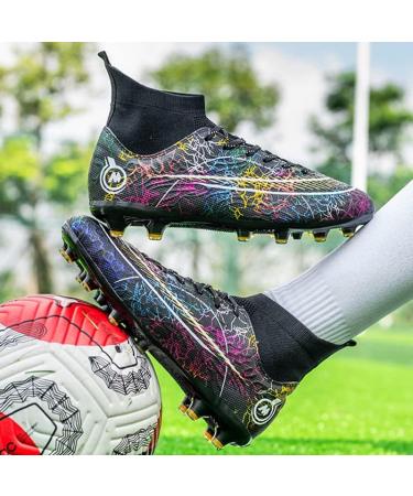 CSGKAG High Top Soccer Shoes for Men & Boys | Professional FG/AG Cleats | Outdoor Training | Size 35 EU - Black - Buy Online on SooperMarket.com