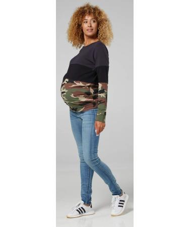 Happy Mama Maternity Nursing Sweatshirt Zip Front Colorblock 1285 - Graphite & Black - Buy Online on SooperMarket.com