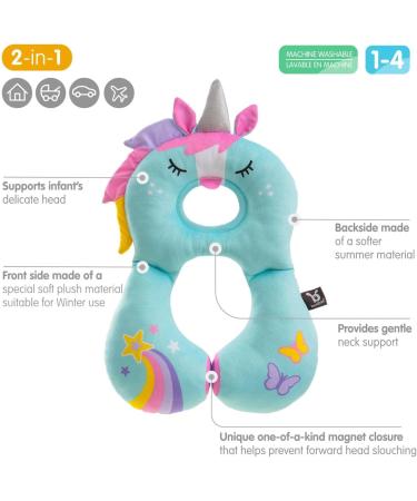 BenBat Kids Travel Neck Pillow - Comfortable Headrest & Sleep Support for Toddlers 1-4 Years - Perfect for Car Flights & Road Trips - Blue Unicorn - Buy Online on SooperMarket.com
