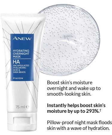 Avon Anew Hydrating Overnight Mask with Hyaluronic Acid and Shea Butter to Boost Skin's Moisture and Reduce Fine Lines 75ml - Buy Online on SooperMarket.com