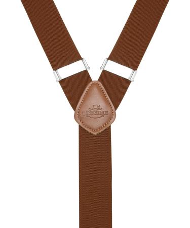 Dresime Hoster Men's Heavy Duty Y-Back Braces - 6 Metal Clips Adjustable Elastic Braces for Pants - Brown - Buy Online on SooperMarket.com
