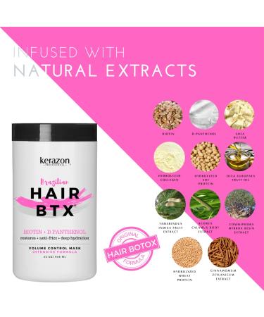 KERAZON Intensive Brazilian Hair Botox Treatment | Thermal Activated Mask for Stronger Volume & Frizz Control | Formaldehyde-Free - Buy Online on SooperMarket.com