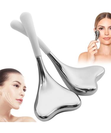 1 Pair Face Massager Skin Care Ice Globes for Face Stainless Steel Face Beauty Tools V-Shaped Gua Sha Facial Tools for Women Esthetician Supplies Cooling Spa Globes with Storage Case