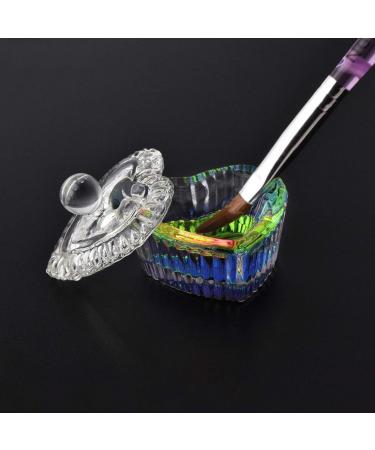 Rainbow Glass Crystal Acrylic Dappen Dish with Lid - Heart Shape | Nail Tool for Acrylic Powder Monomer | HJ-NAPB019-Heart - Buy Online on SooperMarket.com
