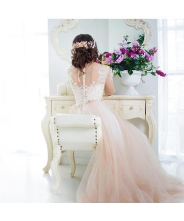 Minkissy Pearl Crystal Wedding Hair Comb - Pink Rhinestone Flower Bridal Hair Accessories - Buy Online on SooperMarket.com
