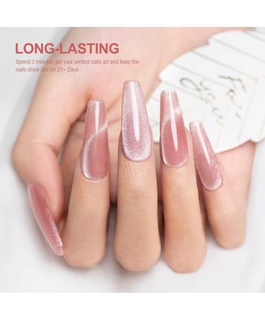9D Cateye Gel Nail Polish - Nude Sheer Pink with Silver Glitter - 15ml Single Bottle with Magnet Stick - UV/LED Curing - Soak Off - Home Salon - Buy Online on SooperMarket.com