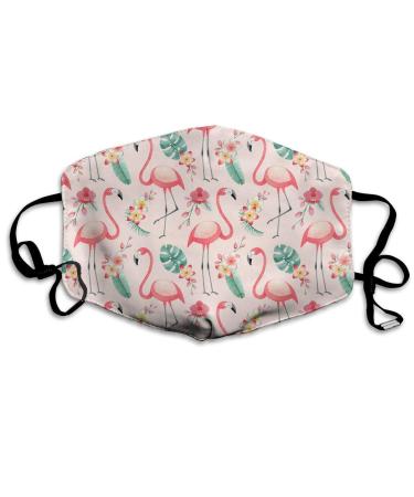 Watercolor Flamingos Washable Reusable Mask Cotton Anti Dust Half Face Mouth Mask For Kids Teens Men Women With Adjustable Ear Loops