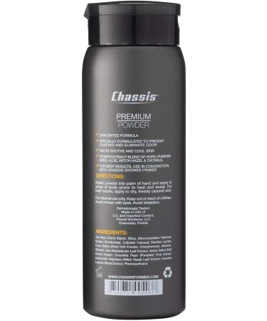 Chassis Unscented Men's Body Powder - Premium Natural Odor-Absorbing Formula | Non-Talc, Aluminum-Free, Paraben-Free | Anti-Chafing & Sweat-Reducing Powder - Buy Online on SooperMarket.com