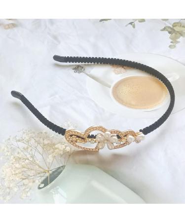 Butterfly Heart Headband 1920s Vintage Flower Cross Hair Hoop Crystal Pearl Velvet Band Headpiece Accessories for Women Girls (Gold Heart) - Buy Online on SooperMarket.com