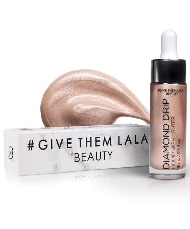 Diamond Drip Liquid Highlighter By Give Them Lala- Highly Pigmented Shimmer Highlighter For Face & Chest- Illuminator Drops For Diamond Sparkle- Glow Drops For Dewy Foundation  Cruelty-Free - (Iced)