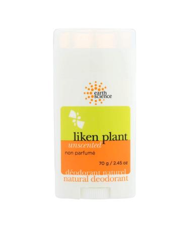 EARTH SCIENCE - All-Natural Aluminum Free Unscented Liken Plant Deodorant (2.45 oz.)