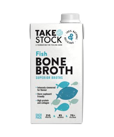 Fish Bone Broth | Premium Liquid Fish Stock | Delicious & Natural | Low Calorie | High Protein & Collagen | Not from Concentrate Powder or Cubes | 1 x 500ml