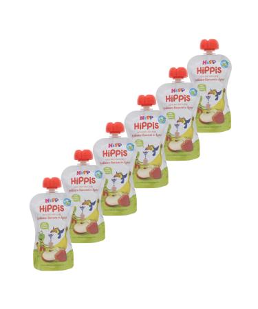 Hipp Hippis squeezing bag strawberry banana in apple 100% organic fruits without added sugar 6 x 100 g bag H 8521 Earthb./Ban./Apfel 100g 100 g (6 Pack)
