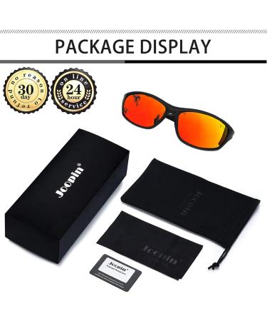 Joopin Sport Sunglasses Polarized UV Protection Wrap Around - Black Frame Red Mirrored Lens - Buy Online on SooperMarket.com