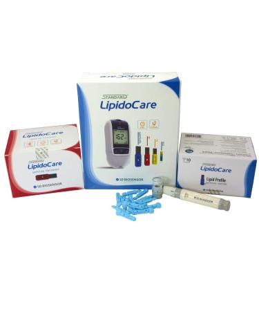 LipidoCare Meter + Total Cholesterol Strips + Lipid Profile Strips + Lancing Device and Lancets Meter + TC & Lipid Strips + Lancets & Device