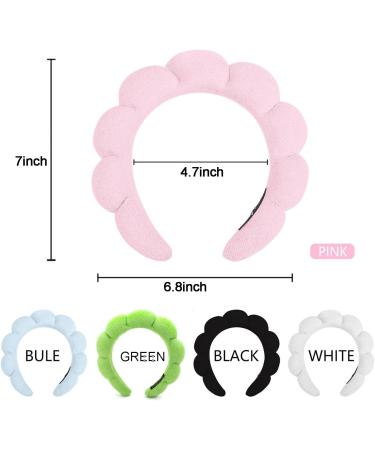 Spa Headband Set for Women - Bubble Skincare Headband with Wash Wristbands - Terry Cloth Makeup Headband - Soft Puffy Hairband - Black/Pink - Perfect Gift Idea - Buy Online on SooperMarket.com