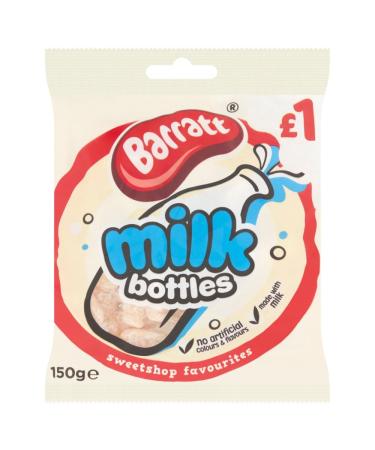 Barratt Sweet Shop Milk Bottles Sweets 150g PMP Bags (Pack of 12)
