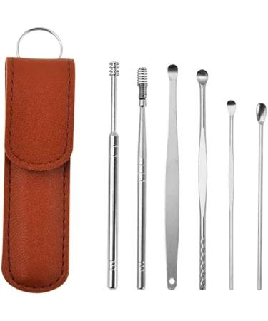 Magnesis Innovative Spring Earwax Cleaner Tool Set - Spiral Design Stainless Steel Ear Picks Easy to Use Ear Wax Removal Kit with Storage Box and Cleaning Brush (Brown)