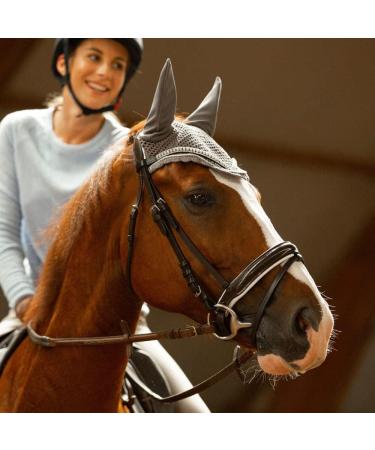 HORZE Grayson Classic Leather Ergonomic Snaffle Dressage Bridle - Black/White Horse - Buy Online on SooperMarket.com