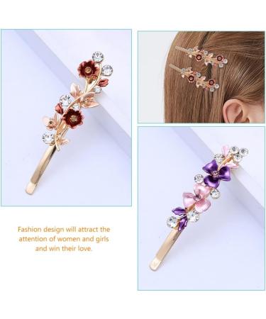 minkissy Rhinestones Flower Hair Pin French Vintage Barrettes Bobby Metal Gold Pin Hair Accessories for Women Girls 6 Color - Buy Online on SooperMarket.com