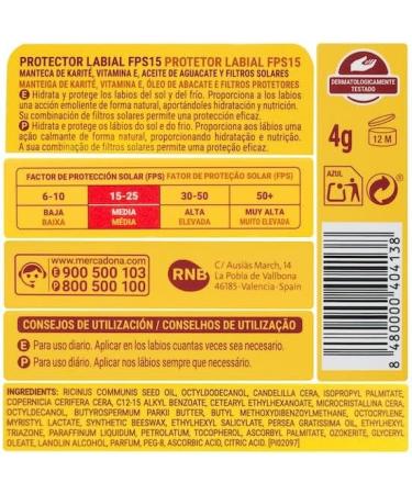 Lip Protector 4g SPF 15 Deliplus. Shea Butter Vitamin E Avocado Oil and Sunscreens. - Buy Online on SooperMarket.com