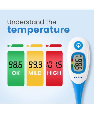 Digital Thermometer for Adults & Kids - Fast & Accurate Fever Reading for Oral, Armpit & Rectal Use - Flexible Tip & Waterproof - Large LCD Display - Ideal for Home Use - Termometro - Buy Online on SooperMarket.com