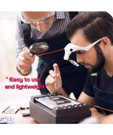 Petiarkit Headband Magnifier with LED Light Head Mounted Magnifying Glasses for Close Work 5 Clear Magnifying Lenses - Buy Online on SooperMarket.com