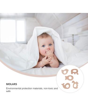 Amosfun 5pcs Wooden Baby Teether Toys - Animal Shape Chewing & Grasping Toys (Khaki) - Buy Online on SooperMarket.com