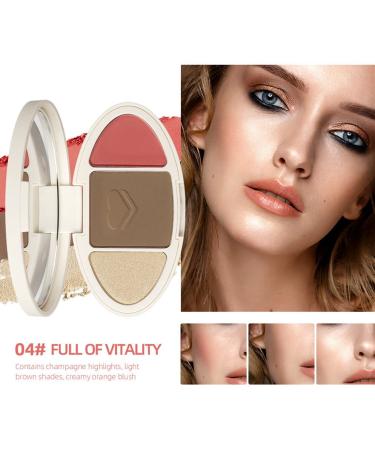Go Ho 3-In-1 Contour Highlighter Blush Palette - Silky Smooth Pressed Powder for Face Sculpting and Daily Makeup - Buy Online on SooperMarket.com