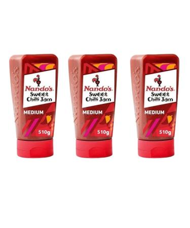 3 x 510g Sweet Chilli Jam Medium Hot Spicy Spread Sauce Piri Piri Marinade Savoury Dip