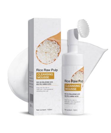 Shefave Rice Cleansing Foam Natural Cosmetics Facial Cleansing for Deep Pore Cleansing for Normal and Combination Skin Care Foam Against Blemished Skin on the Face