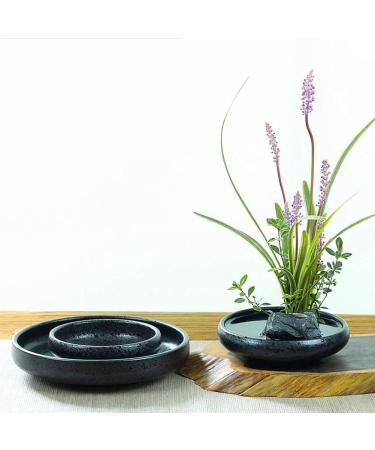 WANDIC Ikebana Flower Vase with Kenzan Flower Frog - Black Spotted | Flower Arrangement Supplies for Home Decoration - Buy Online on SooperMarket.com