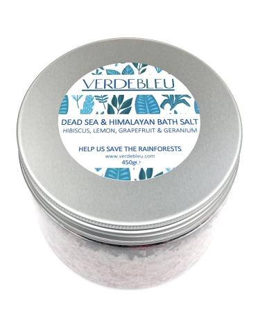 Verdbleu - 100% natural bathing salt - Himalaya salt from Punjab Pakistan Totes Sea salt hibiscus citrus fruits geraniums.We donate 5% of the profit to save rainforests.450g