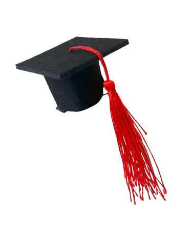 Toseky Graduation Hat Headband | 3D Doctoral Hat Hairpin Graduation Hat Hairpins Hat Inserts Graduation Accessories for Women Men Red