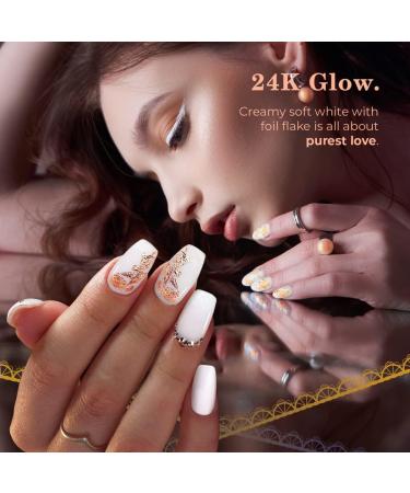 PrettyDiva Milky White Dip Powder - 24K Glow Nail Powder with Gold Foil Flakes | Premium 1Oz Salon Quality Marble Dip for Perfect Manicure - Buy Online on SooperMarket.com