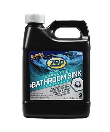 Zep Advanced Bathroom Sink Drain Opener Gel - 32 Ounce - U49310 - Formulated for Toothpaste Shave Cream Hair Soap and Makeup