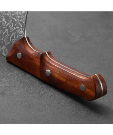 Handmade Drahcenader Damast Hunting & Chef Knife - VG10 Steel Wooden Handle PU Leather Sheath | Outdoor Camping Gear - Buy Online on SooperMarket.com