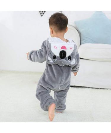 COOKY.D Baby Hooded Rompers for 3-6 Months - Koala Design | Winter Flannel Jumpsuit Pajamas for Infants 2-36 Months - Buy Online on SooperMarket.com