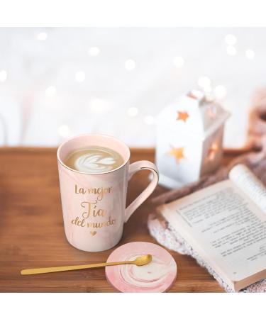 Maustic Best Aunt Gifts La Mejor Tia Del Mundo Coffee Mug Tia Gifts from Niece Nephew in Spanish Aunt Coffee Mug Aunt Christmas Mothers Day Birthday Gifts Regalo Para Tia 14 Oz with Gift Box Pink - Buy Online on SooperMarket.com