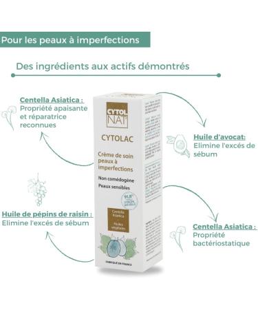 Cytolac Anti-Imperfections Cream-Sensitive skin with acneic tendencies-soothes and moisturizes skin with acneic tendencies-Visible and lasting reduction in the number of blackheads 50 ml-Cytolnat - Buy Online on SooperMarket.com