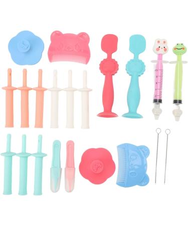 Newborn Grooming Kit - 21Pcs Nasal Aspirator, Gas Reliever, Tweezers, & Medicine Brushes - Lightweight Silicone - Perfect Home Gift - Buy Online on SooperMarket.com