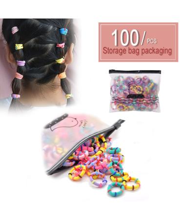 100PCS Baby Hair Ties Toddlers Soft Cotton Hair Ties Multicolor Small Seamless Hair Bands Elastic Hair Scrunchies for Ponytail Holders Girls (Multi-colored Bamboo knot)