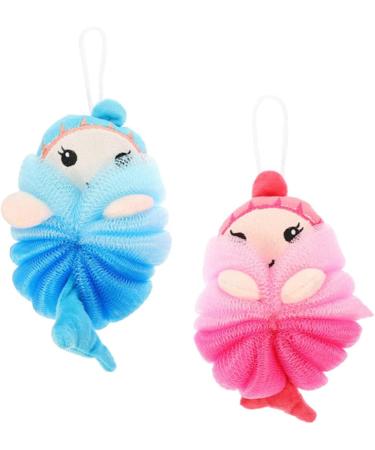 Angoily 4 Pcs Cartoon Bath Ball Sponge Set for Kids | Mesh Shower Scrubber & Loofah Cushion | Ideal Bathing Accessories for Children - Buy Online on SooperMarket.com