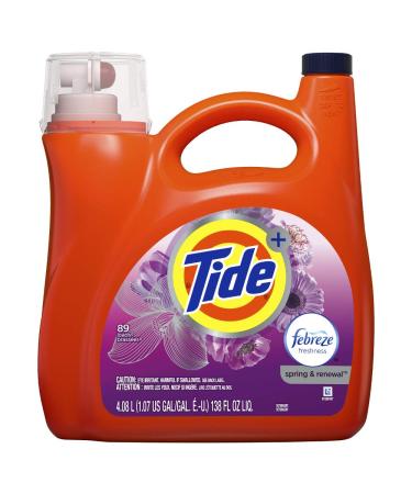 Tide Plus Febreze Freshness and Scent Liquid Laundry Detergent 89 Loads 4.613 Pound Spring & Renewal 138 Fl Oz