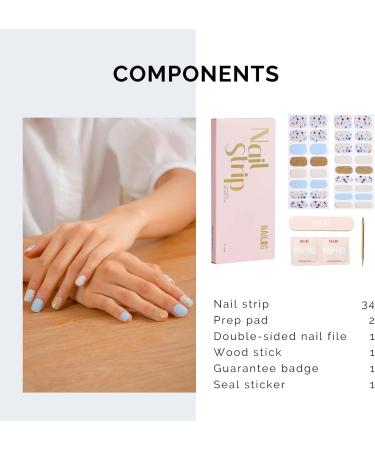 NAILOG Semi Cured Gel Nail Strips - Salon-Quality Long Lasting Nail Stickers - Vintage Print & Silver Glitter - 34pcs - Buy Online on SooperMarket.com
