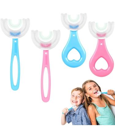 4Pack Kids Toothbrush Food Grade Soft Silicone Brush Head 360 degree Oral Teeth Cleaning Full Mouth Toothbrush Design for Toddlers and Children