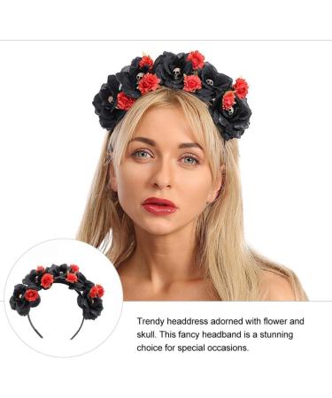 minkissy Day Of The Dead Headband Mexican Flower Skull Crown Hair Hoop Cosplay Party Headwear Halloween Headpiece Costume for Women Girls Ladies - Buy Online on SooperMarket.com