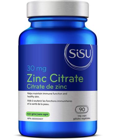 Sisu Zinc Citrate 90 Vegetable Caps - High-potency Zinc Supplement - Immune & Prostate Health Support - Vegan Non-GMO Soy Gluten & Dairy Free - 90 Servings